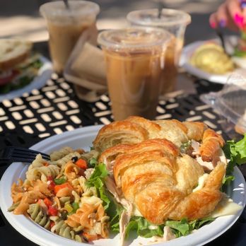 Simple Simon's Bakery & Bistro - Turkey Croissant with pasta salad - Bakeries Near Me - Riverside, California Simple Simon's Bakery & Bistro - Turkey Croissant with pasta salad - Bakeries Near Me - Riverside, California