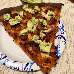 Two Bros Pizzeria - Once again, I'm hosting my invention, which is nice hot well done chicken Parm pizza topped with cool fresh avocado.