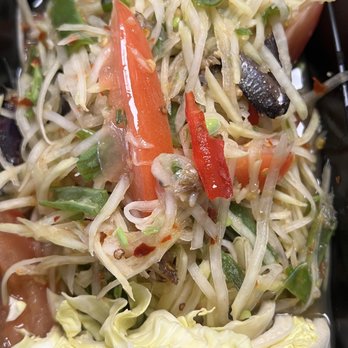 Thai Nakorn - Real papaya Salad with pickled rice paddy crab and just the right spicy!!!! - Thai Near Me - San Bruno, California Thai Nakorn - Real papaya Salad with pickled rice paddy crab and just the right spicy!!!! - Thai Near Me - San Bruno, California