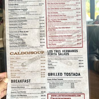 Los Tres Hermanos - Menu - Mexican Near Me - Los Angeles, California