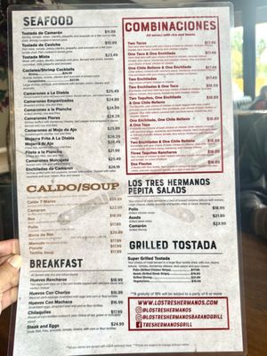 Menu photo 4 Los Tres Hermanos Los Angeles, CA