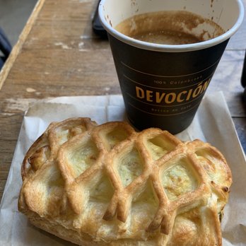 Devocion - The cortado and cheese chive croissant - Coffee & Tea Near Me - Brooklyn, New York