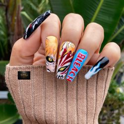 Hannah SD Nails - Freestyle Bleach Anime nail designs on custom GelX nails