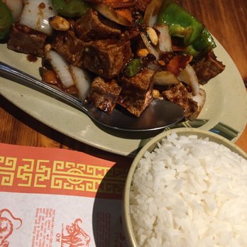 Century Dragon - Kung pao tofu with rice, vegan - Chinese Near Me - Burbank, California