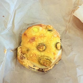 Noah's NY Bagels - Cheddar Jalapeno with Jalapeno salsa - Bagels Near Me - El Segundo, California Noah's NY Bagels - Cheddar Jalapeno with Jalapeno salsa - Bagels Near Me - El Segundo, California