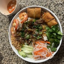 Vietnam Restaurant - BBQ Pork, Shrimp, Egg Roll Bun.
