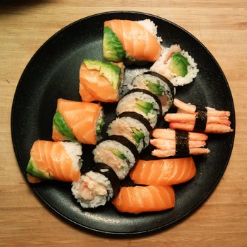 Mio Sushi - Oregon Roll with real crab, Real crab Nigiri, Sake salmon Nigiri, and roll I don't remember. All good. - Japanese Near Me - Camas, Washington Mio Sushi - Oregon Roll with real crab, Real crab Nigiri, Sake salmon Nigiri, and roll I don't remember. All good. - Japanese Near Me - Camas, Washington