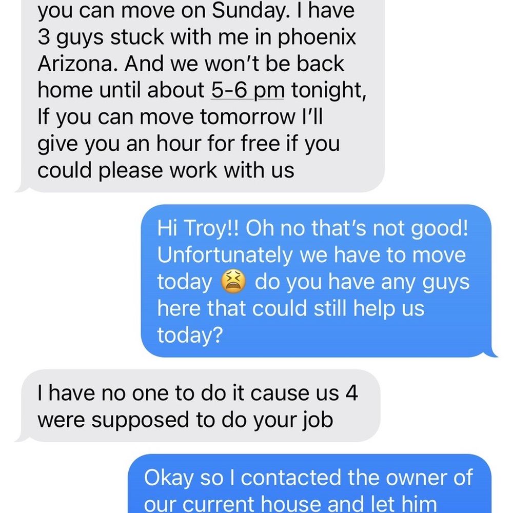 Muscle Movers - Text message screenshot - Movers Near Me Muscle Movers - Text message screenshot - Movers Near Me