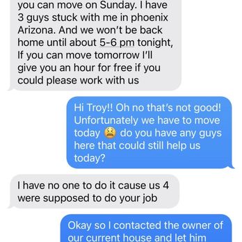 Muscle Movers - Text message screenshot - Movers Near Me