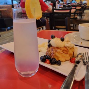 The Egg Bistro - Lemon lavender mimosa, sweet crullers (not pictured is my grits, eggs, and vegan patties that came with the cruller dish). - Breakfast & Brunch Near Me - Chesapeake, Virginia