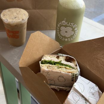 House Roots Coffee - Nitro Oat Matcha growler, turkey sandwich and sweet latte. - Bakeries Near Me - Chatsworth, California House Roots Coffee - Nitro Oat Matcha growler, turkey sandwich and sweet latte. - Bakeries Near Me - Chatsworth, California
