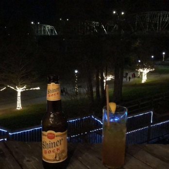 Neighbor's Kitchen & Yard - View of river and Christmas lights while we enjoy a shiner and neighbors tea - Pizza Near Me - Bastrop, Texas