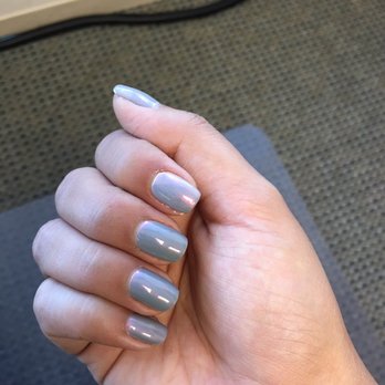 Glow Spa & Nails - Shellac with chrome finish on my real nails. Love it - Nail Salons Near Me - Houston, Texas
