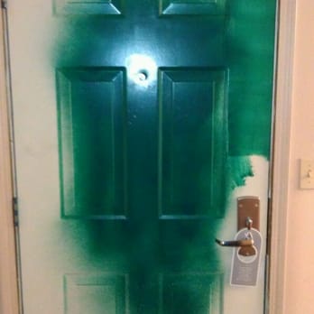 Oceanview Inn At The Arch - Room 110...no idea why this was like this-paint on the door,sink and floor - Hotels Near Me - Long Beach, Washington