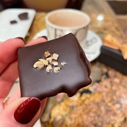 L.A. Burdick Handmade Chocolates - Dark chocolate hazelnut square