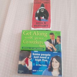 Small boxes of chewing gum with smart-arse slogans