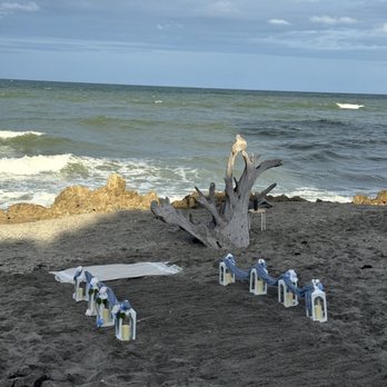 Coral Cove Park - Our ceremony set up in front of the rocks and the draft wood. I believe this draft wood is no longer there. - Parks Near Me - Tequesta, Florida