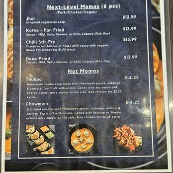 The Momo Spot - Menu as of Oct 2023 - Himalayan/Nepalese Near Me - Ottawa, Ontario