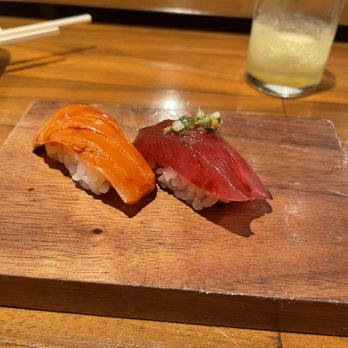 Uchi Austin - Tuna and salmon nigiri - Sushi Bars Near Me - Austin, Texas Uchi Austin - Tuna and salmon nigiri - Sushi Bars Near Me - Austin, Texas