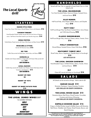 Menu photo 2 The Local Sports Grill Glendale, AZ Menu photo 2 The Local Sports Grill Glendale, AZ