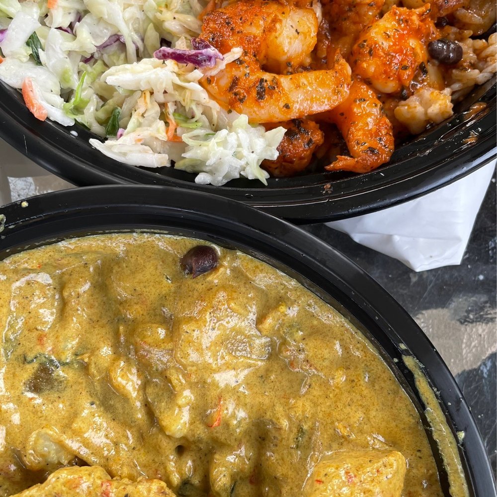 Bongos - SPICY SHRIMP PLATE and JAMAICAN CHICKEN CURRY - Cuban Near Me - Seattle, Washington Bongos - SPICY SHRIMP PLATE and JAMAICAN CHICKEN CURRY - Cuban Near Me - Seattle, Washington