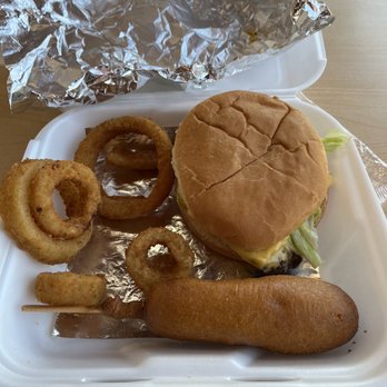 Cook Out - Double cheeseburger corn dog and onion rings - Burgers Near Me - Somerset, Kentucky