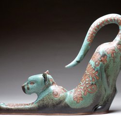 Mangum Pottery - Downward Cat, Handbuilt Stoneware