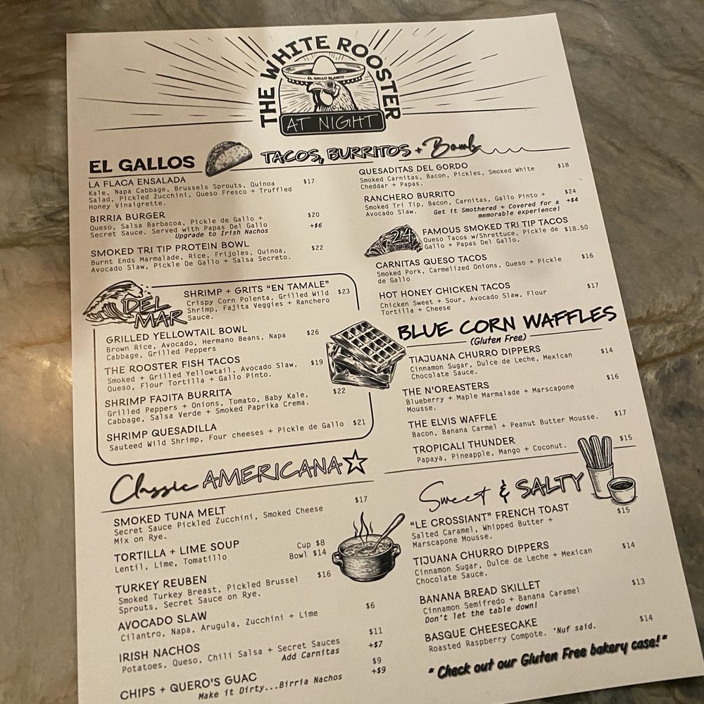 The White Rooster - Menu - New Mexican Cuisine Near Me - Dana Point, California The White Rooster - Menu - New Mexican Cuisine Near Me - Dana Point, California