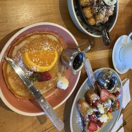 Top right: poutine; bottom: lemon pancakes; bottom right: french toast Top right: poutine; bottom: lemon pancakes; bottom right: french toast