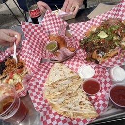 Chicken quesadilla, empanadas, nachos, gringo taco! Chicken quesadilla, empanadas, nachos, gringo taco!