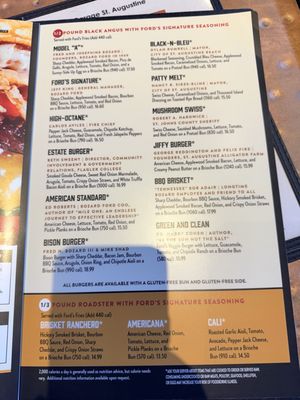 Menu photo 4 Ford's Garage St. Augustine St. Augustine, FL