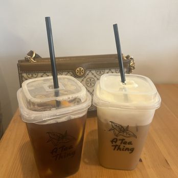 A Tea Thing - Sea Salt Cream Fresh Tea (right) Peach-Orange Smash Tea (left) - Coffee & Tea Near Me - Reseda, California A Tea Thing - Sea Salt Cream Fresh Tea (right) Peach-Orange Smash Tea (left) - Coffee & Tea Near Me - Reseda, California