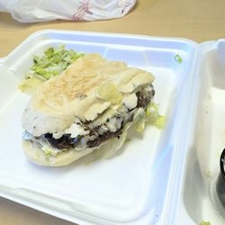 Gordos Cuban Cuisine - Gordo Burger on Cuban bread