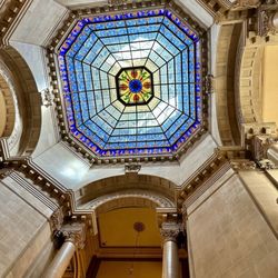 Indiana State Capitol - Stained glass in the rotunda.