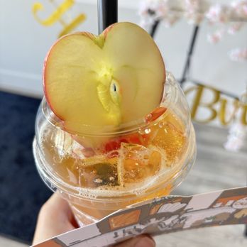 Almond Haus Cafe - Colonel's Sunshine drink for the Love and Deepspace cupsleeve event - Bubble Tea Near Me - Claremont, California Almond Haus Cafe - Colonel's Sunshine drink for the Love and Deepspace cupsleeve event - Bubble Tea Near Me - Claremont, California