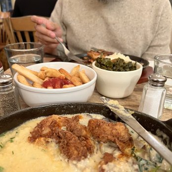 Peaches - Shrimp Grits, Collard Greens, French Fries - Southern Near Me - Brooklyn, New York Peaches - Shrimp Grits, Collard Greens, French Fries - Southern Near Me - Brooklyn, New York