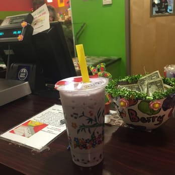 MoooBerry Frozen Yogurt - Here's your taro with bubbles yum!!! - Ice Cream & Frozen Yogurt Near Me - Raynham, Massachusetts