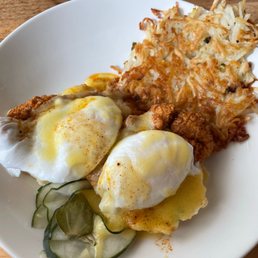 Hot fried chicken Eggs Benedict Hot fried chicken Eggs Benedict