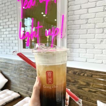Gong Cha - Green tea with milk foam and boba - Bubble Tea Near Me - Charlotte, North Carolina