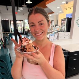 Warm brownie Sundae with Coffee Crunch ice cream