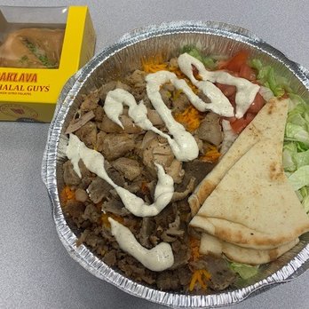 The Halal Guys - Mixed meat platter with a side of baklava. - Halal Near Me - Newark, New Jersey