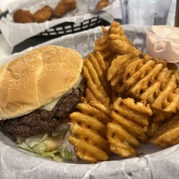 a hamburger and fries