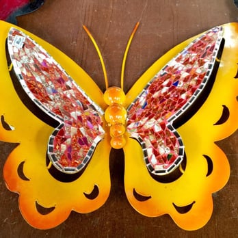 Lopez Imports - Metal with mosaic glass butterfly - Home Decor Near Me - Escalon, California