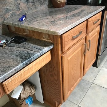 Galaxy Granite - Not. only don't the. colors flow, the edges were not finished on the entire piece on the right. Galaxy wouldn't make it right. - Kitchen & Bath Near Me - Orlando, Florida