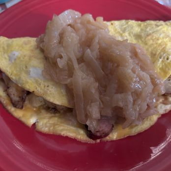 Sweet Memories - Sausage and potato stuffed omelet with carmelized onions. - Bakeries Near Me - Emmaus, Pennsylvania