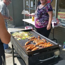 Miller's Quality Meats - They cook sausage and pepper on a flat grill in front of the store every Friday