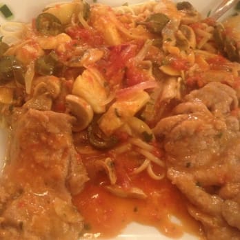 Frank's Trattoria - clean little Resturaunt, for less than 20 bucks! Veal with linguini, a salad, garlic toast, ice tea, and a slice of pizza too ?! - Italian Near Me - Stanhope, New Jersey