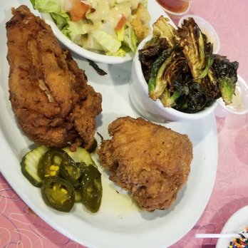 Honey Butter - 2 piece Fried Chicken with side salad and brussel sprouts - Diners Near Me - Carbondale, Colorado Honey Butter - 2 piece Fried Chicken with side salad and brussel sprouts - Diners Near Me - Carbondale, Colorado