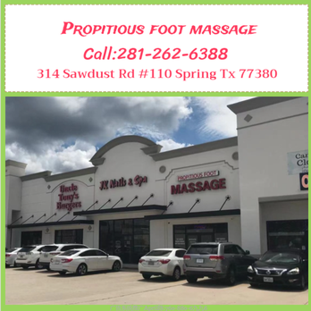 Propitious Foot Massage - Propitious Foot Massage
314 Sawdust Rd #110 Spring, TX 77380 - Massage Near Me - Spring, Texas Propitious Foot Massage - Propitious Foot Massage
314 Sawdust Rd #110 Spring, TX 77380 - Massage Near Me - Spring, Texas