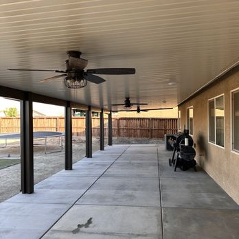 KM Patio Covers - KM did a great job building our patio a 15'x50' with 3 fans and 8 LED lights - Patio Coverings Near Me